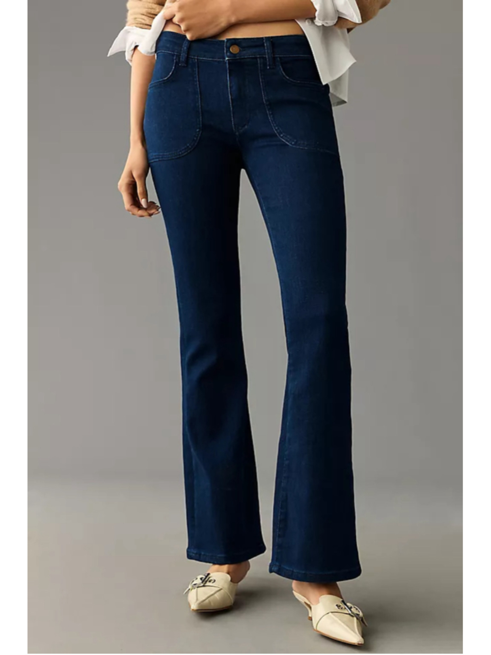 Anthropologie Pilcro Icon Flare Dark Wash Jeans Womens Size 32 Tall Essential